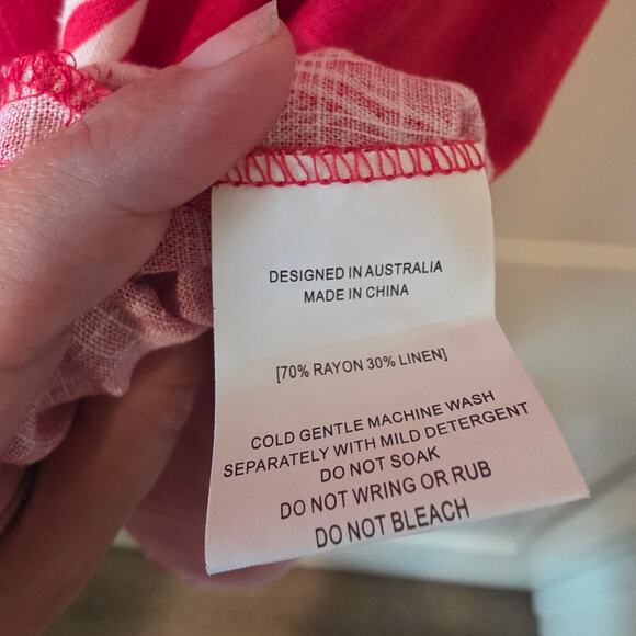 Paper Heart x Anthropologie Tequila Vacation Mini Dress Linen Blend Size XL Red - Picture 6 of 6